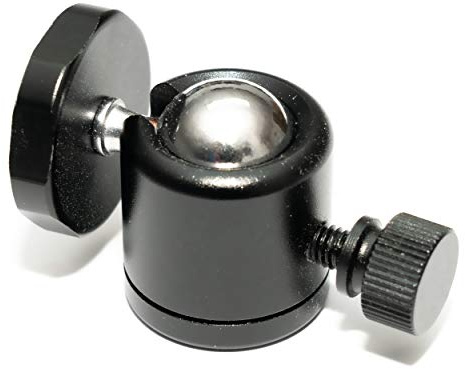 Mini Kugelkopf Vollmetall Aluminium Stativkopf 360° Grad Kugelgelenk 1/4 Ball Head Metall 1/4 Zoll Gewinde (Schwarz)