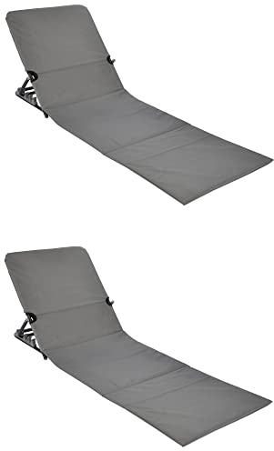 Benelando 2X Strandmatte in grau faltbar mit Rückenlehne - Gartenliege Sonnenliege Matte Strand Liege