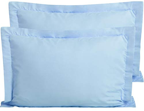 FLXXIE 2 Pack 100% Brushed Microfiber 1800 Oxford Pillowcases, Stain Fade and Wrinkle Resistant, Soft and Cozy King Oxford Pillow Cases | Hotel Quality Pillow Shams, Pale Blue, 50x90 cm