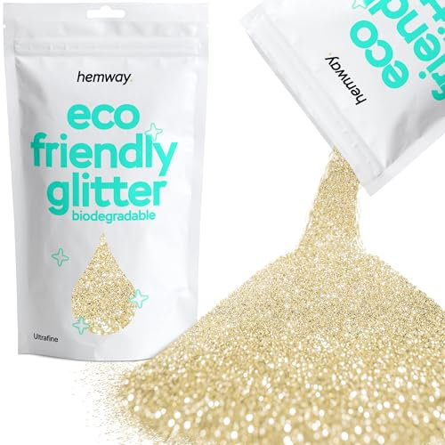 Eco Friendly Biodegradable Glitter | Champagne Gold - Ultrafine 100g, Plant Based, Biodegradable Glitter for Craft, Face, Hair, Nail, Body and Festival - Hemway