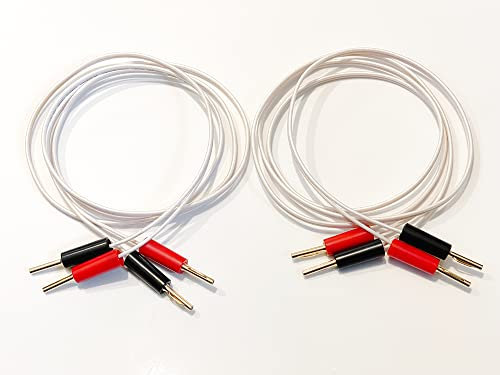 QED Performance Micro White Speaker Cable 6 Metre Pair, Two Cables Terminated With Gold Plated 4mm Banana Plugs On All Ends 8 Plugs In Total