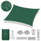 Sekey Sonnensegel Wasserdicht 4x5m Rechteckig mit Edelstahl Befestigungs Kit PES Polyester, Sonnenschutz 95% UV Schutz Windschutz Reißfest Wetterfest, für Balkon Garten, Grün