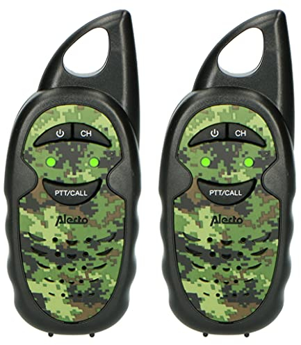 Alecto FR-05 Walkie Talkie für Kinder - Kinder Funkgeräte - 3 Kilometer Reichweite - 3 Kanäle - 2 Funkgeräte - Bis zu 35 Stunden Standby - camouflage
