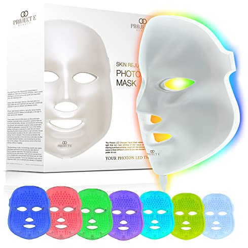 7-Farben-LED-Gesichtsmaske zur Lichttherapie von Project E Beauty | Anti-Aging-Hautpflege | Hautstraffung | Reduziert Falten | Hellt die Haut auf | Kollagen-Boost