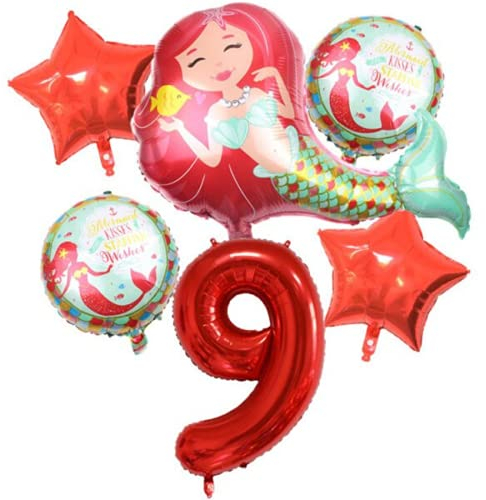 DIWULI Meerjungfrau Luftballon Set 9 Jahre XXL Deko