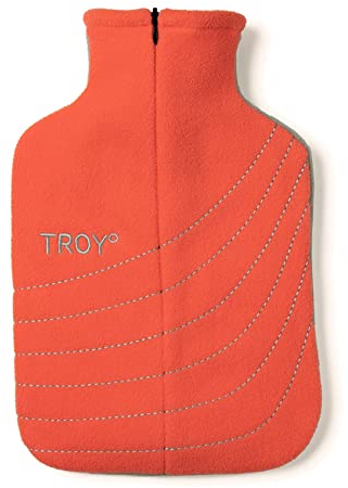 TROY - die sichere Wärmflasche - 2x so lange warm – schneller auf Wohlfühltemperatur – wird nicht zu heiß (coral/grau)