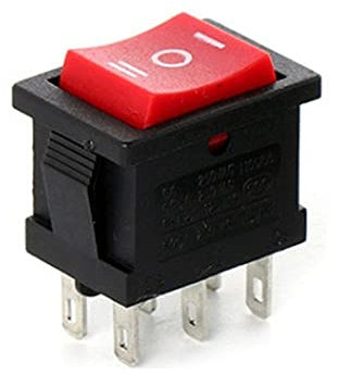 5pcs interrupteur d'alimentation/désactivation du commutateur de basculement de rocker KCD1 avec la lumière,3 position 6 pins Red