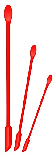 SAVITA 3 Pièces Petite Spatules en Silicone Double Extrémité Multifonctions Ensemble de Mini Spatule de Maquillage Longues Cuillères pour Cosmétique Cuisine Bocaux Canettes Étroites (Rouge, 3 Tailles)