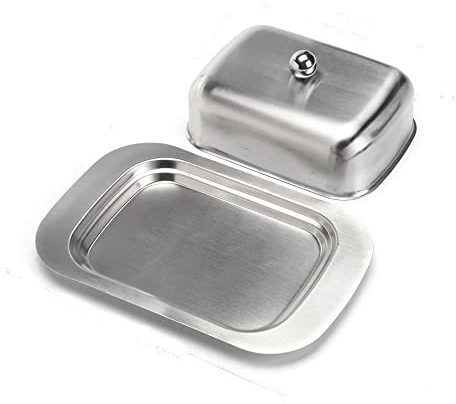 Mantequera Caja de mantequilla de cocina Caja de plato de recipiente Placa de cola Contenedor Transporte Mantequilla plato de mantequilla con tapa Cajas de queso de acero inoxidable Mantequillera