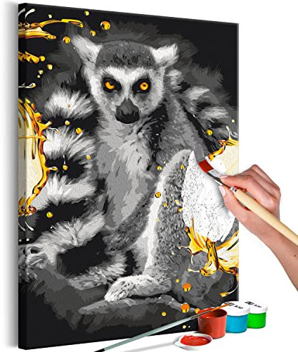 murando - Malen nach Zahlen Lemur Tier Porträt Dschungel 40x60 cm Malset mit Holzrahmen auf Leinwand für Erwachsene Kinder Gemälde Handgemalt Kit DIY Geschenk Dekoration