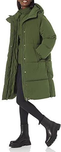 Amazon Essentials Piumino Lungo con Cappuccio Oversize (Disponibile in Taglie Forti) Donna, Verde Oliva Scuro, XXL