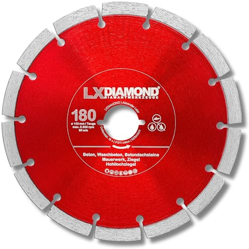 LXDIAMOND Diamant-Trennscheibe 180mm - kompatibel mit Lamello Tanga DX200 Fensterfräse Montagefräse - Diamantscheibe für Beton Mauerwerk Ziegel Stein Universal - 180 mm in Profi Qualität