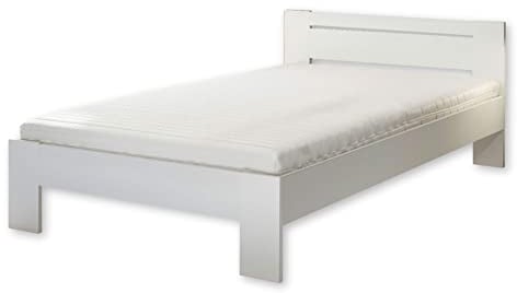 CANNES Futonbett 120 x 200 cm - Minimalistisches Jugendzimmer Bett in Weiß - 125 x 71 x 204 cm (B/H/T)