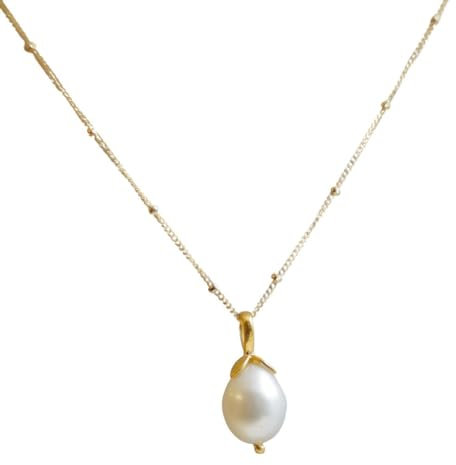 Freshwater Pearl Gold Filled Necklace 45cm- Gemstone Jewellery Gift for Women - Mother's Day Gift Idea - Birthday Gift - Wedding Bridal Jewellery jewelry
