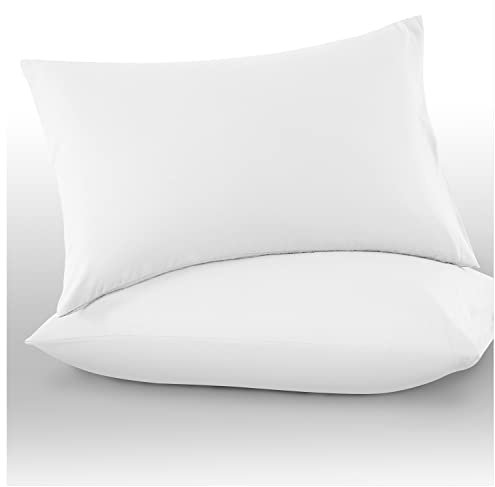 Mikrofaser-Kissenbezüge, 2 Stück, einfarbig, Weiß, 74 x 48 cm