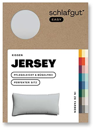 Schlafgut Easy Jersey Kissenbezug 40x80 cm Grey Light mit 100% Baumwolle, superweicher & atmungsaktiver Kopfkissenbezug