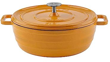 Sallys 'Ela' Deluxe Gusseisentopf - Robustes und Hochwertiges Kochjuwel für Perfektes Garen (Mustard Yellow)
