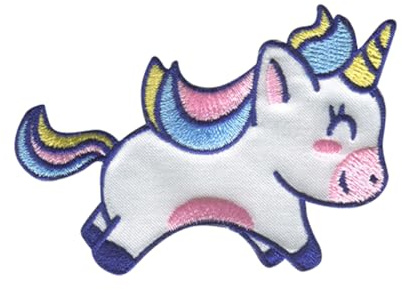 Catch the Patch Einhorn springend Aufnäher zum Aufbügeln Fantasy 7,5 x 5,5 cm Bügelbild für Kinder Mädchen mit Glitzer Regenbogen Prinzessin, Bastel DIY Mitbringsel Kindergeburtstag Geschenk