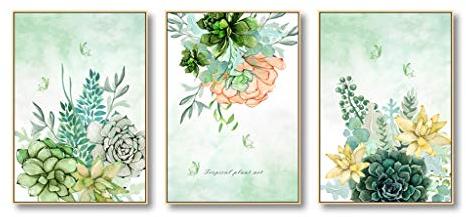 VejiA Grüne Pflanze Wandbild Wohnzimmer dekorative Malerei minimalistischen Hintergrund Wandbehang Malerei Triptychon Wandgemälde dekorative Kunst Mal