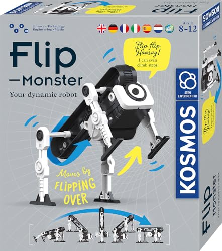 KOSMOS Flip-Monster, Dynamik-Bot, Roboter Bausatz | Innovativer Überschlagsantrieb, Spielzeug Roboter ab 8 Jahre, Technik Bausatz, mehrsprachige Anleitung