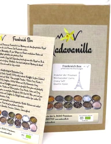 Frankreich Box - Geschenkbox mit 4 Gewürzmischungen + mit Info/Rezept Flyer