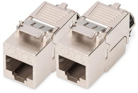 DIGITUS Module Keystone Cat 8.1-2 pièces - RJ45 Prise réseau Cat8 Blindé - 2000 MHz - 25GBase-T & 40GBase-T - 25 Gbit/s & 40 Gbit/s - AWG 26/7 à AWG 22/1 - Montage sans Outils