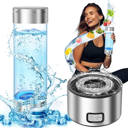 2024 Hydrogen Water Bottle, Portable Rechargeable Hydrogen Water Bottle Generator with SPE PEM Technology, 3 Min Quick Electrolysis, Suitable for Home Travel Office Exercise (Silver)