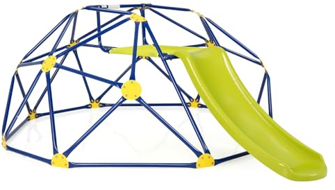 DREAMADE Kletterkuppel mit Rutsche, Kletterleiter, Spielturm Garten Kletterleiter bis zu 180 kg belastbar, Klettergerüst Outdoor für Jungen und Mädchen ab 3 Jahren (Grün)