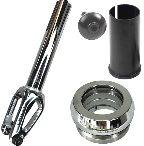 Chilli Pro Scooters Slim Cut Stunt-Scooter Fork HIC Komplettset mit Steuersatz Trick Roller Ersatz Tuning Gabell passend für 100 I 110 I 120mm Rollen Chrome