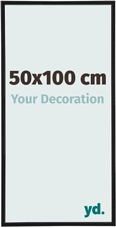 yd. Your Decoration - Cadre Photo 50x100 cm - Noir Mat - Cadre Photo en Plastique Avec Verre acrylique - Anti-Reflet - Cadre 50x100 - Annecy