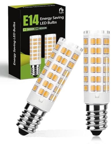 tuare E14 LED Light Bulbs, 5W 550 Lumens E14 LED Light Bulb Warm White 3000K, 75 LEDs SES Small Edison Screw Light Bulb Equivalent 40W Halogen Bulb, CRI 80 Candle Bulb, Non Dimmable - 2 Counts