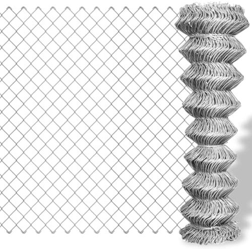 Juroupi Chain Link Fence Galvanised Steel 25x0.8 m Silver,Chain Link Fence,Garden Fencing,Chain Link Fencing,Garden Fencing Barrier-141490