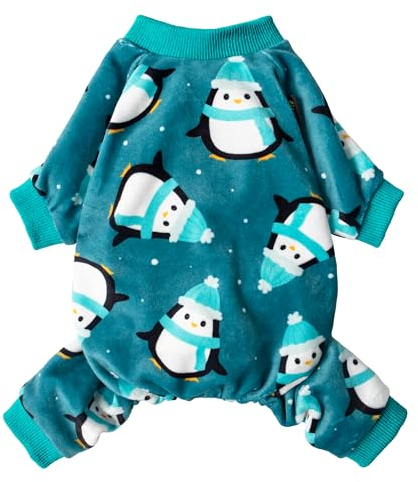 Fitwarm Hunde-Pyjama, Winterkleidung für kleine Hunde, Mädchen und Jungen, gemütlicher Einteiler, weicher Haustier-Jammies, Hundebekleidung, Blaugrün, Größe XL
