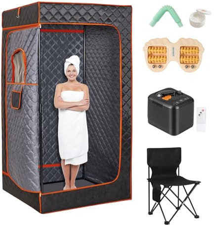 Outmax Tragbare Sauna für Zuhause, Tragbare Dampfsauna mit 3L Dampfgarer, Saunazelt Sauna Box für Gym Yoga, Pilates, Home Spa Entspannung (Orange)