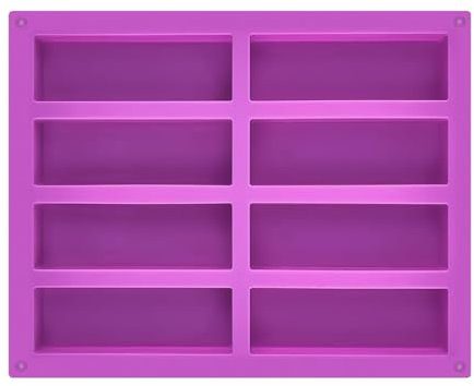 WeddHuis 1 Pièce Moule en Silicone Antiadhésif pour Barres de Céréales, Moule à Pâtisserie, Forme Rectangulaire, pour Pain, Brownies, Gâteau au Fromage, Pudding, Muffins, Savon (8 Cavités) (Violet)