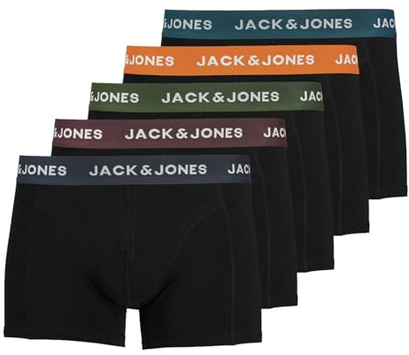 JACK & JONES Herren Unterhosen Shorts Boxershorts Trunks 5er Pack, Farbe:Schwarz, Wäschegröße:XL, Artikel:-5X Black