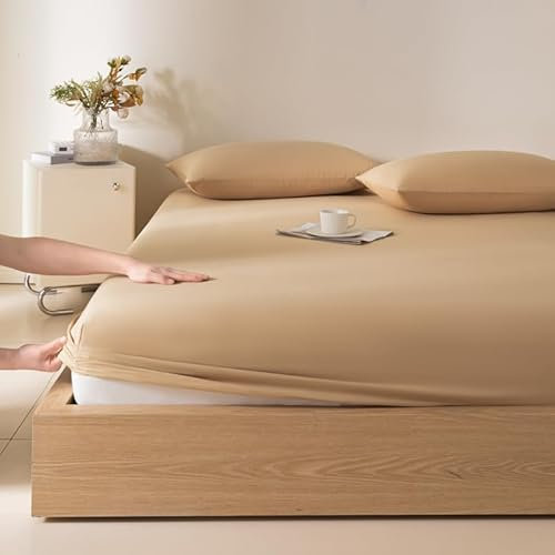 Wasserdichtes Baumwoll-Spannbetttuch für Doppelbetten in Standard-Matratze und Luftbett, atmungsaktiv, gesteppter Matratzenschoner, Bezug für ältere Menschen und Kinder, 88,9 x 200,7 cm, 1 Stück