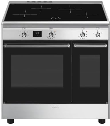 Smeg Cocina eléctrica de inducción de 90 cm, acero inoxidable