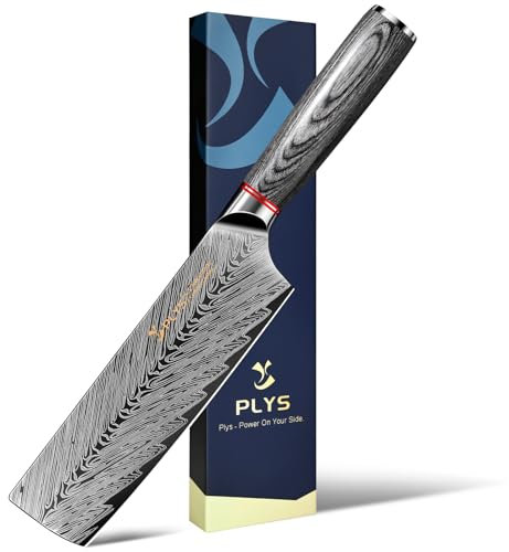 Plys Japanisch Nakiri Messer Scharf Küchenmesser: Titanbeschichtet Kochmesser Edelstahl Hackmesser Schwarz Gemüsemesser