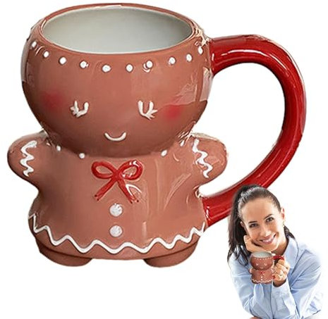 Niesel Lebkuchenmann Weihnachtstassen, Weihnachts Lebkuchen Kaffeetasse, Kaffeetasse Aus Keramik Mit Henkel, Christmas Mug Gingerbread Mug, Niedliche Lebkuchenmann-Trinkbecher
