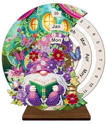 Demiawaking Diamond Painting Kalender Ornamente, Diamant Malerei Weihnachtsdeko rotierender Kalender, Diamant Painting Tischkalender Tischdeko ewiger Kalender Weihnachten Deko Set (X)