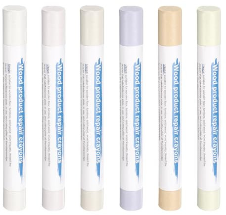sourcing map Wood Filler Sticks 6 Colors Wooden Wax Touch Up Furniture Repair Crayons for Times Fabric, Wood, Titanium White, Light Taupe, White, Milk White