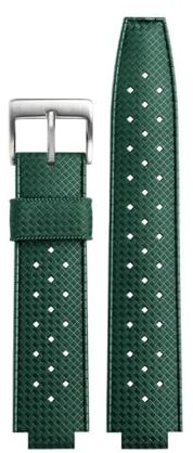 SYFCSEW Atmungsaktives Armband, kompatibel mit Tudor Submarine Pelago Battle Axe m25600 25500 25600, Gummi-Uhrenkette, wasserdicht, konvex, 22 x 12 mm(Green-silver A,20mm-10mm)