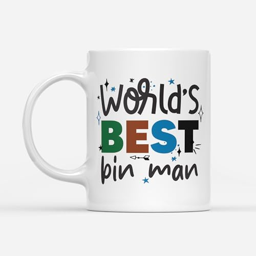 DV DESIGN 1 x World's Best Bin Man Mug - Collect Truck Fan Hobby Job Greatest Birthday Boys Girls Men Women Travel Drinks Cup #82731