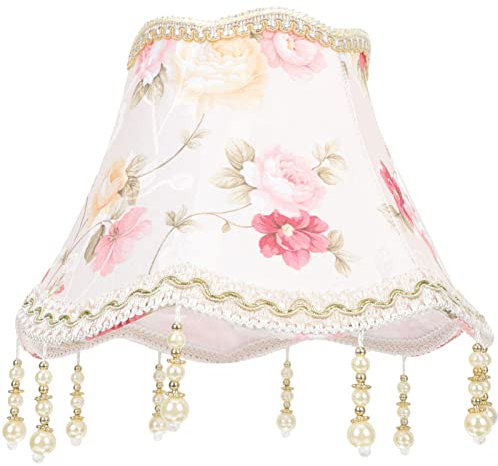 CHILDWEET Lampenschirm Aus Stoff Im Antik-look Mit Fransenperlen Im Europäischen Stil Für Schlafzimmer