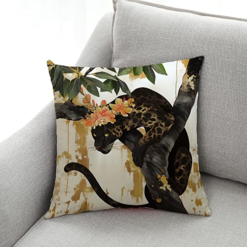 Kissenbezug 40X40 Leopard Dekokissen Sofakissen Samt, Kurzer Plüsch Zierkissenbezug Mit Unsichtbarer Reißverschluss,Waschbare Langlebig Outdoor Kissen,Deko Kissenhüllen Wohnzimmer