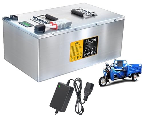 SSCYHT 72V 60V 48V Moped Tricycle Battery 72 Volts 60 Volts 48 Volts Motorcycle Battery 75AH 85AH 100AH Lithium Ion Battery Pack with Charger,72V,85Ah