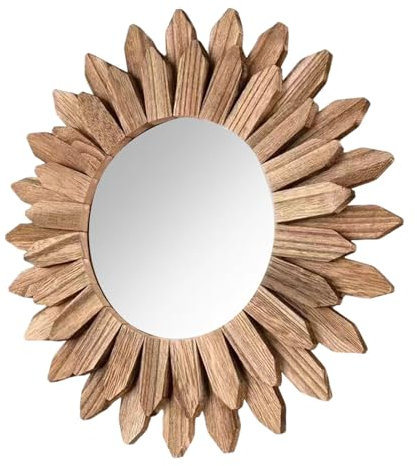 YCBTREE Wandspiegel Klein Rund Ø50 cm mit Treibholz-Rahmen, Spiegel mit Holzrahmen Rustikal in Natur Braun für Landhaus/Küsten/Boho-Stil, für Badezimmer, Wohnzimmer, Flur (Ø50 cm)