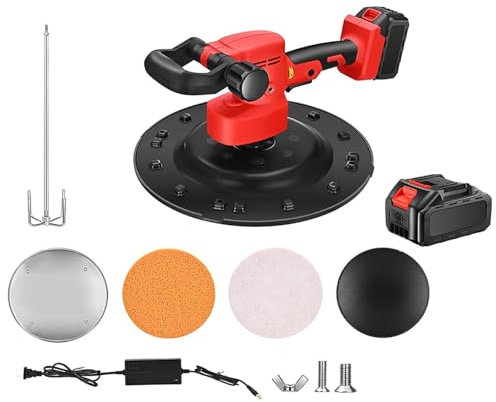HUNTFF Cazzuola per Cemento con 6 velocità Regolabili, Macchina per levigatura e lucidatura di pareti, cazzuola elettrica per intonaco, Malta e Stucco cementizio da 80-200 Giri/min.