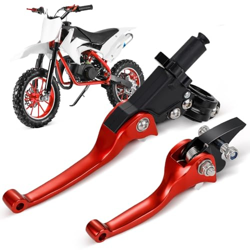 AnXin Motorrad Bremse Kupplungshebel CNC Klappbar Bremshebel Universal für 22MM Lenker 50cc 110cc 125cc 150cc Pit Dirt Bike Dirt Bike (Rot)